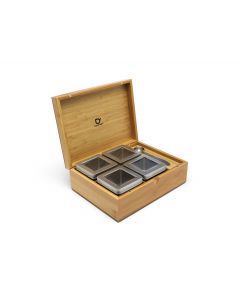 Coffret à thé bambou +4 boîtes +cuillère