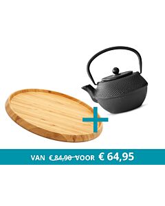 Théière Jang avec plateau, ronde, en bambou naturel