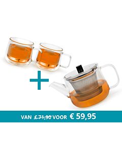 Théière Merano avec 2 verres à double paroi