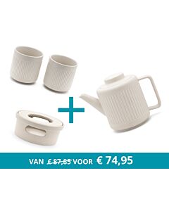 Théière Skagen avec réchaud et 2 tasses, blanc