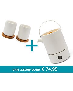 Théière Umea avec réchaud et 2 tasses, blanc