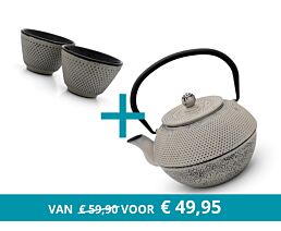 Théière Jang avec 2 tasses, gris béton