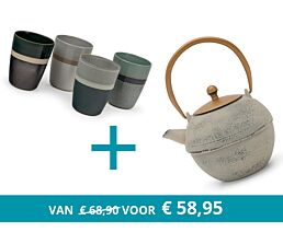 Théière Sakura gris avec 4 tasses