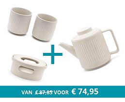 Théière Skagen avec réchaud et 2 tasses, blanc