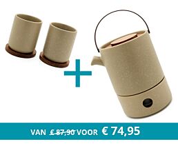 Théière Umea avec réchaud et 2 tasses, beige