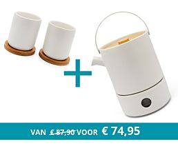 Théière Umea avec réchaud et 2 tasses, blanc
