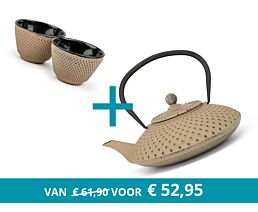 Théière Xilin avec 2 tasses, camel